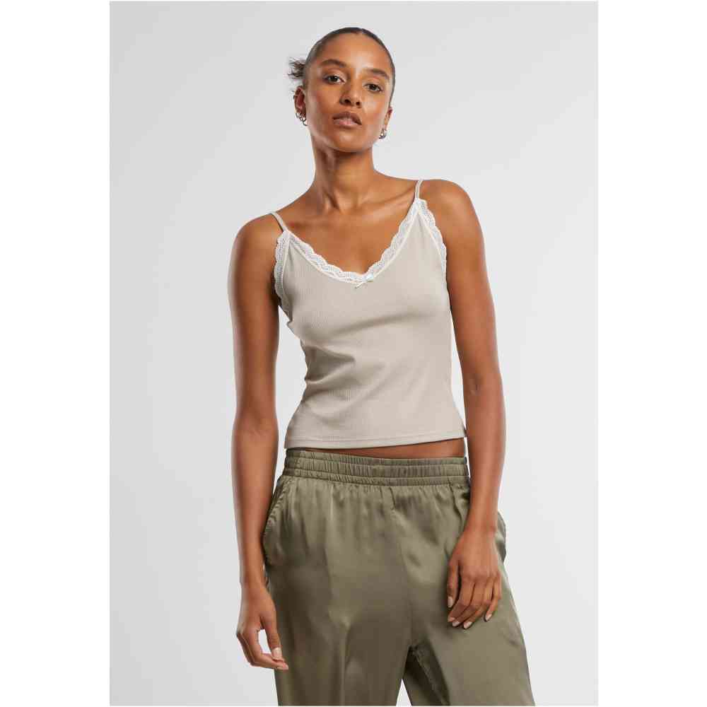 Urban Classics - VNeck Lace Sleeveless top - Grey/Blue